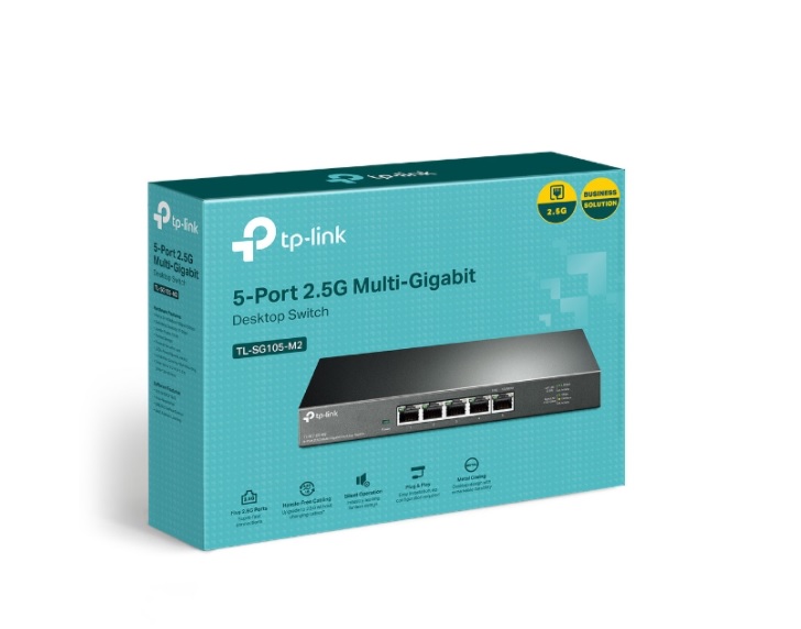  Unmanaged Switch: 5 100Mbps/1Gbps/2.5Gbp Ports, Auto-Negotiation, Auto-MDI/MDIX  